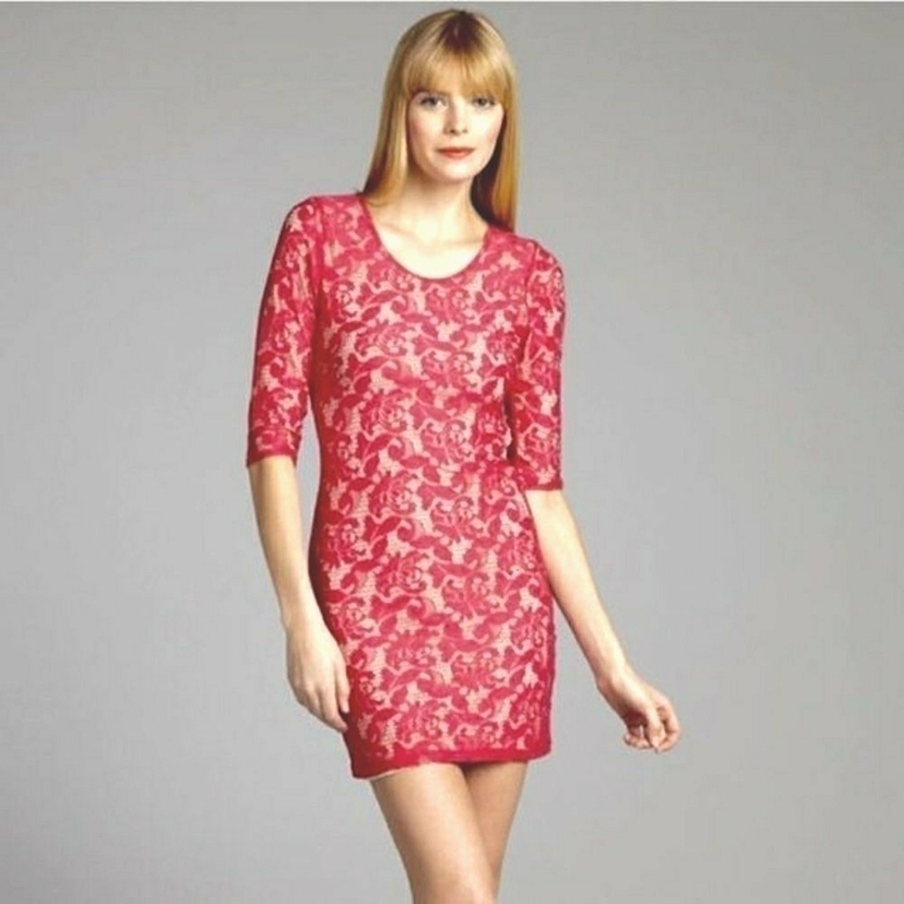 Lovers + Friends Pink Sway Lace Cocktail Dress